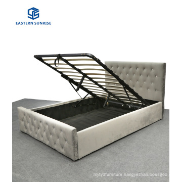 Customized Design Modern Furniture Velvet Fabric Bed with Storage